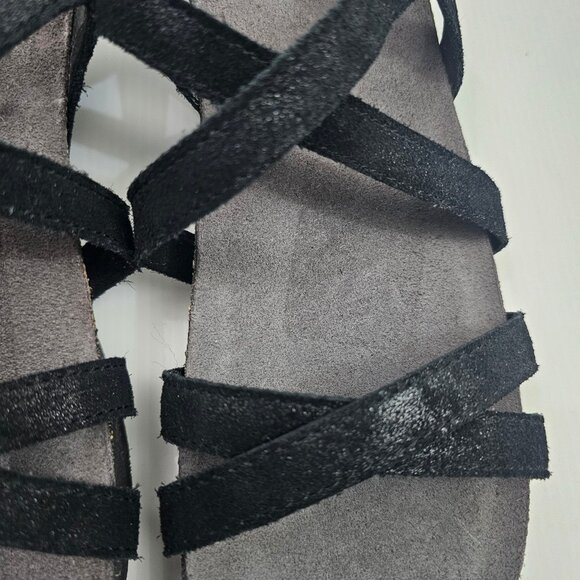 Munro Tarifa Sandal Womens 10 NARROW Black Suede Strappy Wedge Travel Casual - Picture 9 of 15